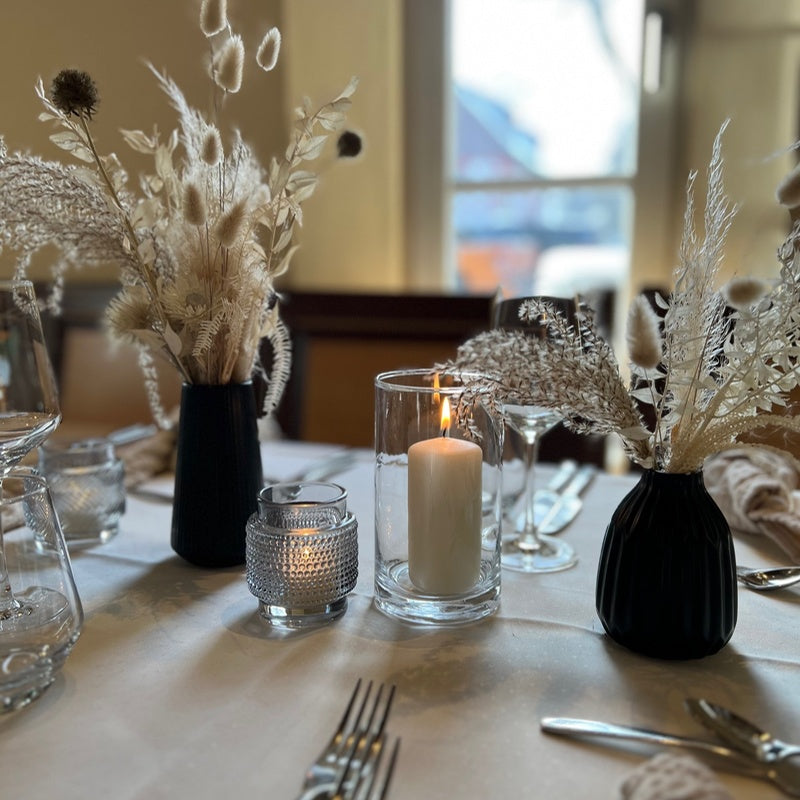 Teelichtglas mit unterschiedlichen Mustern - Palettenhochzeit